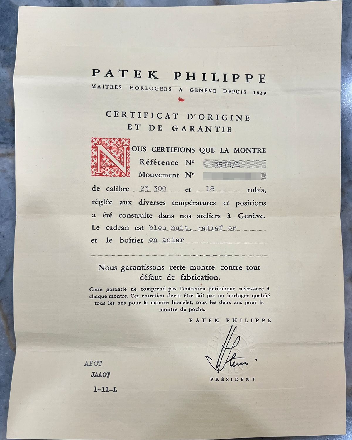 Patek Philippe 3579/1